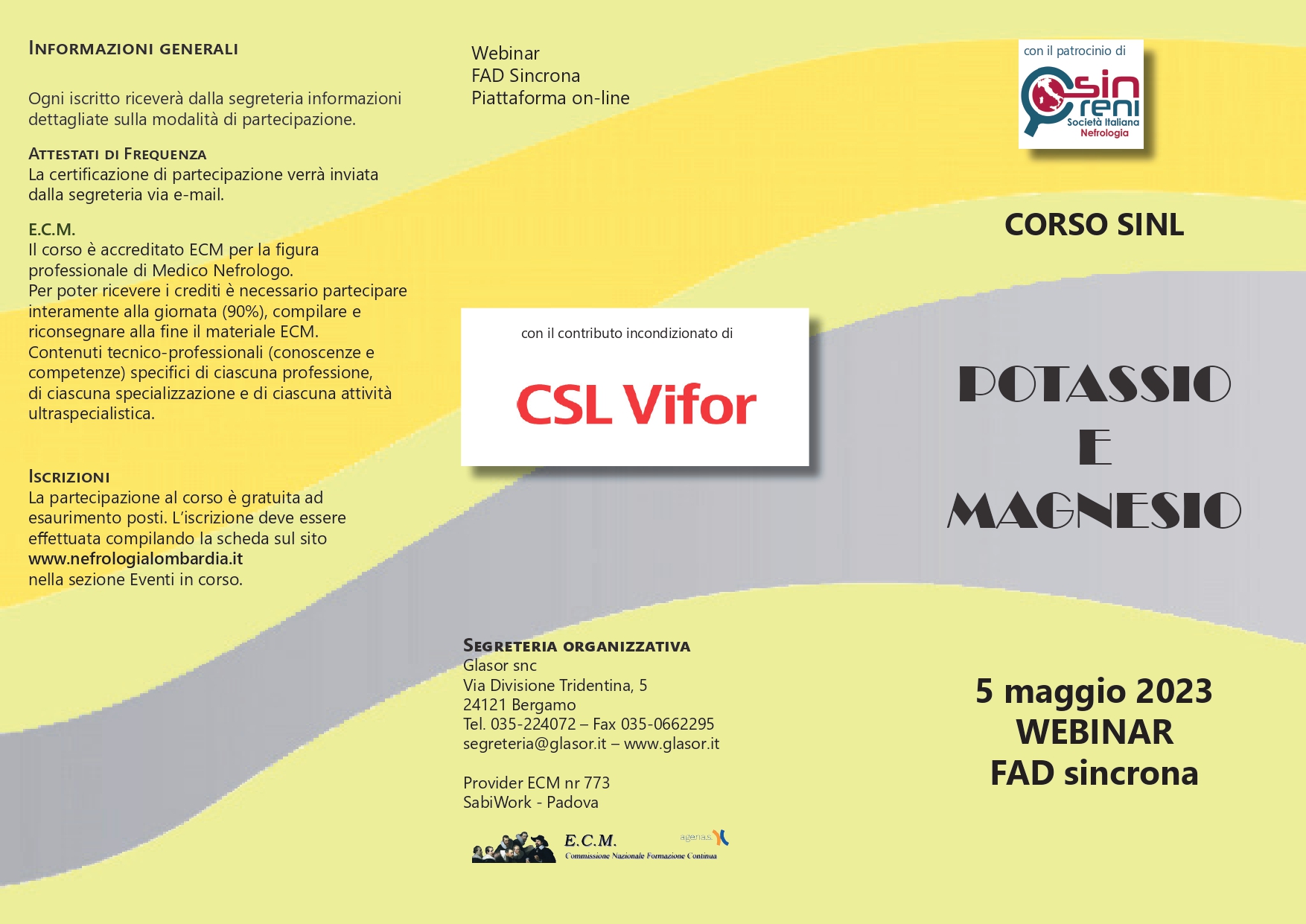 Corso SIN Lombardia: Potassio e magnesio